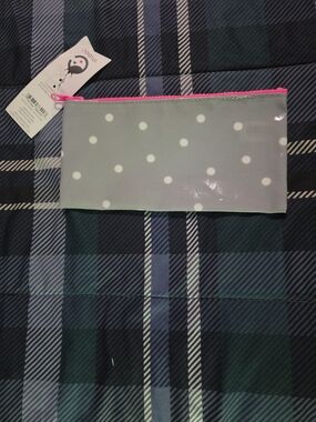Studio C Gray Polka Dot Pencil Case with Pink Zipper